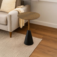 Zavra 21.5" Side End Drink Table | Aluminum Cast Craftmanship I Antique Brass with Crocodile Pattern - UPT-327666