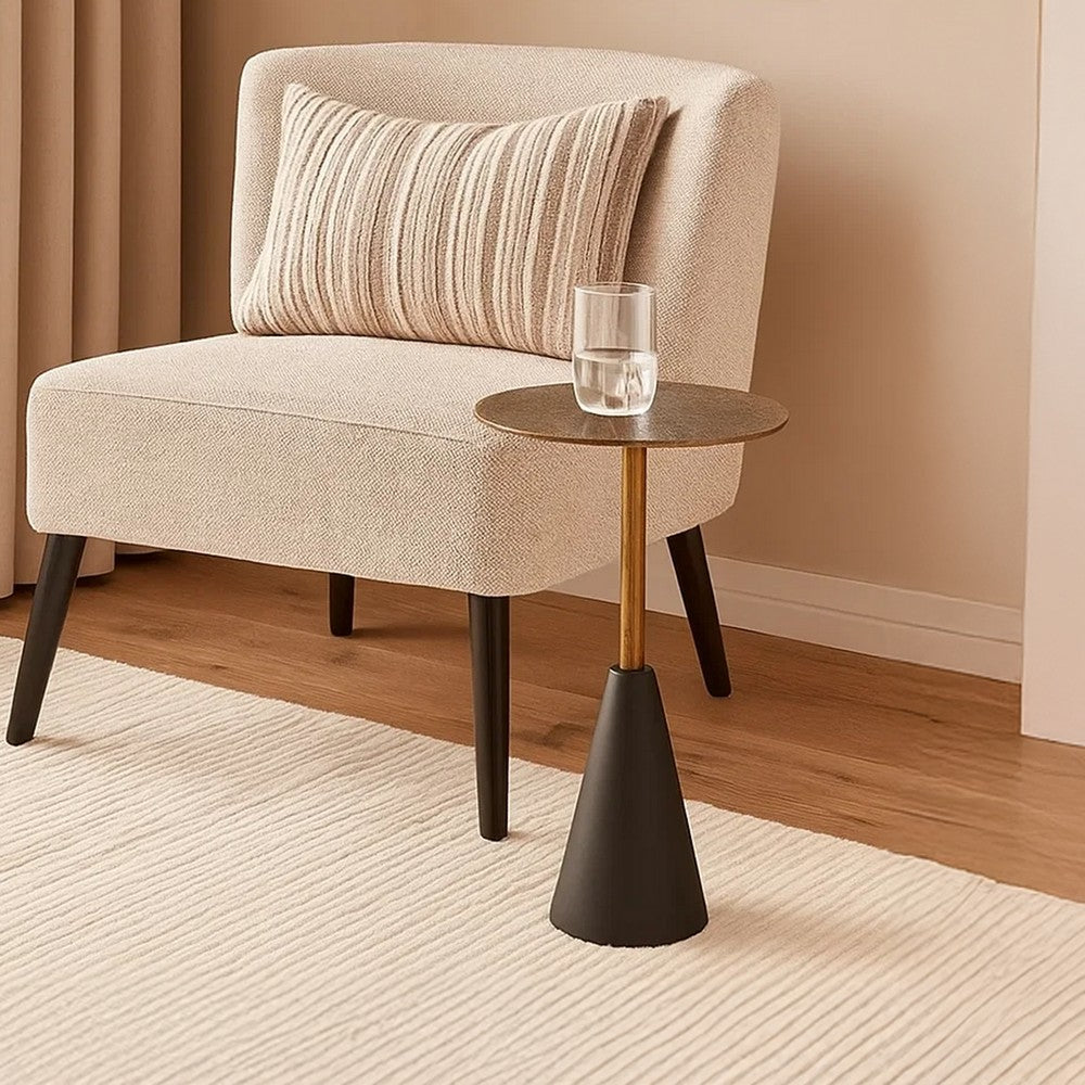 Zavra 21.5" Side End Drink Table | Aluminum Cast Craftmanship I Antique Brass with Crocodile Pattern - UPT-327666