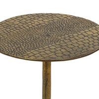 Zavra 21.5" Side End Drink Table | Aluminum Cast Craftmanship I Antique Brass with Crocodile Pattern - UPT-327666