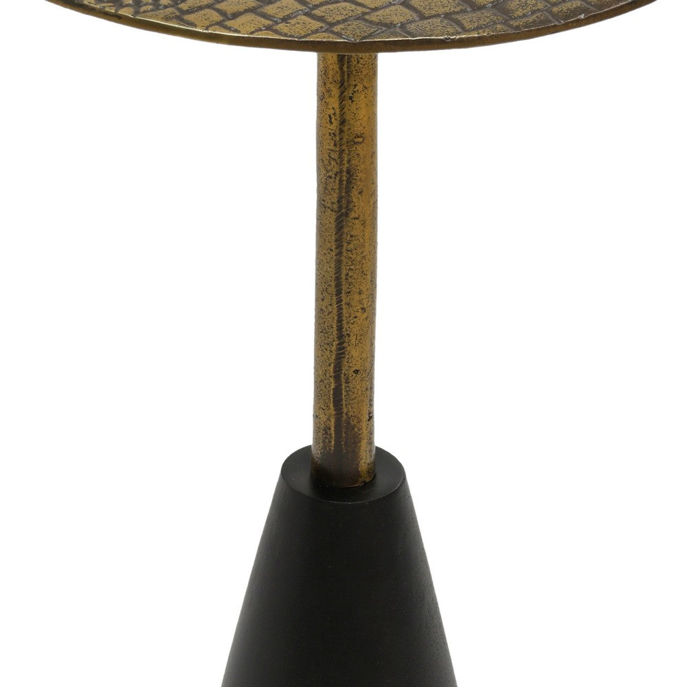 Zavra 21.5" Side End Drink Table | Aluminum Cast Craftmanship I Antique Brass with Crocodile Pattern - UPT-327666