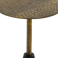 Zavra 21.5" Side End Drink Table | Aluminum Cast Craftmanship I Antique Brass with Crocodile Pattern - UPT-327666