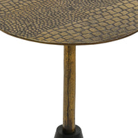 Zavra 21.5" Side End Drink Table | Aluminum Cast Craftmanship I Antique Brass with Crocodile Pattern - UPT-327666