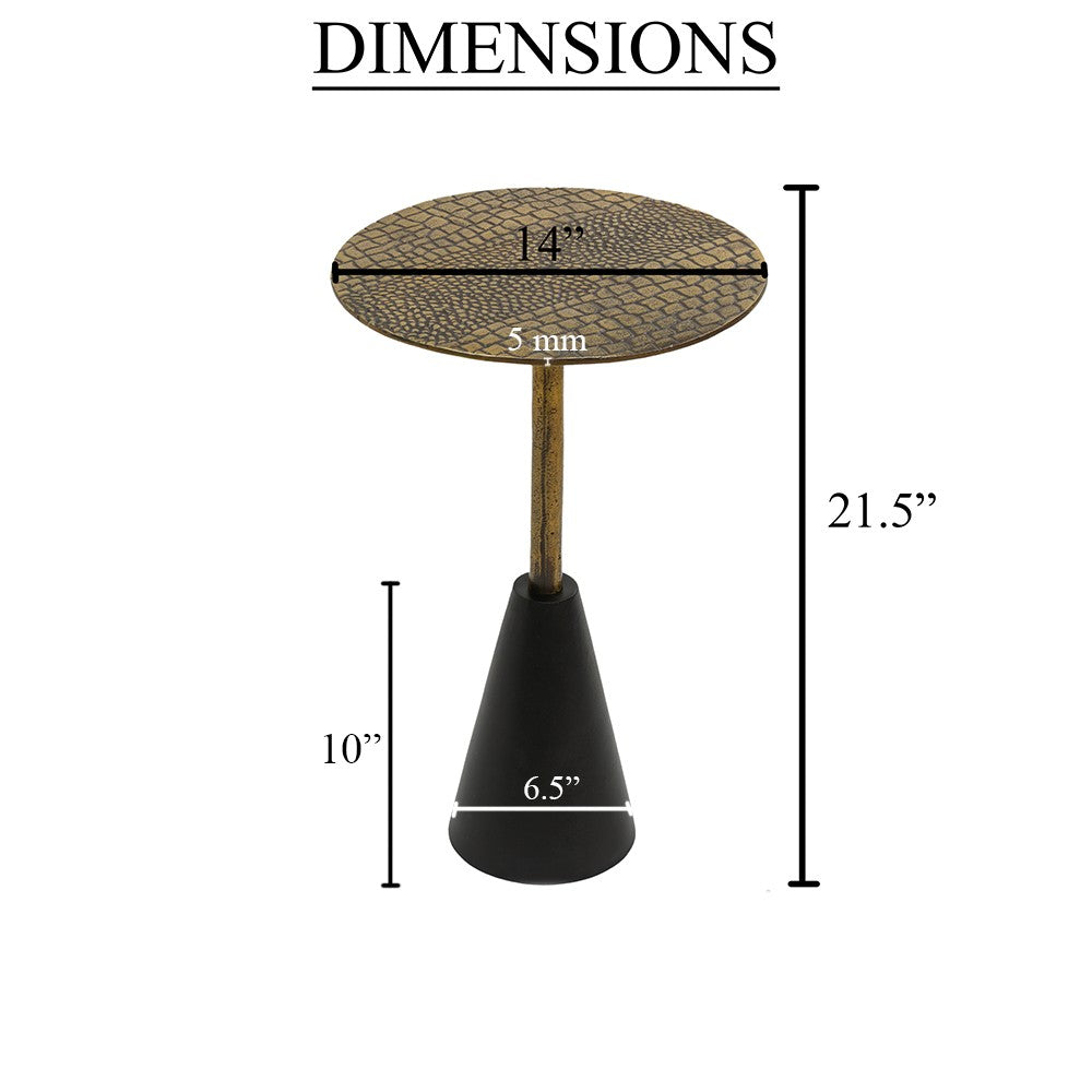 Zavra 21.5" Side End Drink Table | Aluminum Cast Craftmanship I Antique Brass with Crocodile Pattern - UPT-327666