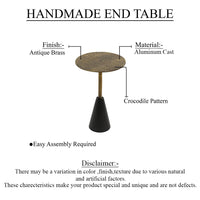 Zavra 21.5" Side End Drink Table | Aluminum Cast Craftmanship I Antique Brass with Crocodile Pattern - UPT-327666