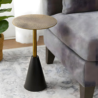 Zavra 21.5" Side End Drink Table | Aluminum Cast Craftmanship I Antique Brass with Crocodile Pattern - UPT-327666