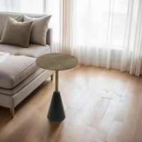 Zavra 14" Side End Table | Aluminum Cast Craftmanship I Antique Brass with Crocodile Pattern - UPT-327666