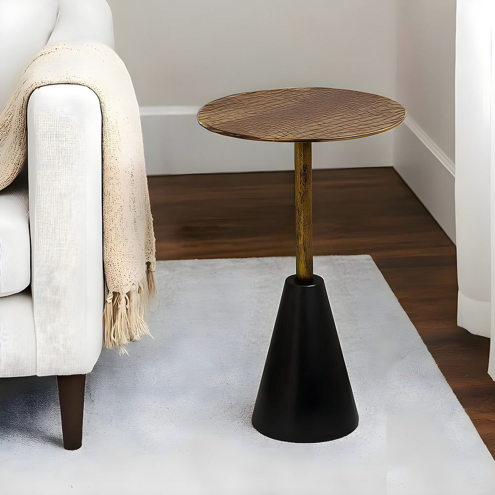 Zavra 21.5" Side End Drink Table | Aluminum Cast Craftmanship I Antique Brass with Crocodile Pattern - UPT-327666