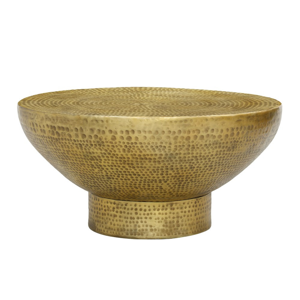 Orion Coffee Table | 32 Inch Round Martini Glass Shape |Hammered Antique Brass Finish - UPT-327667