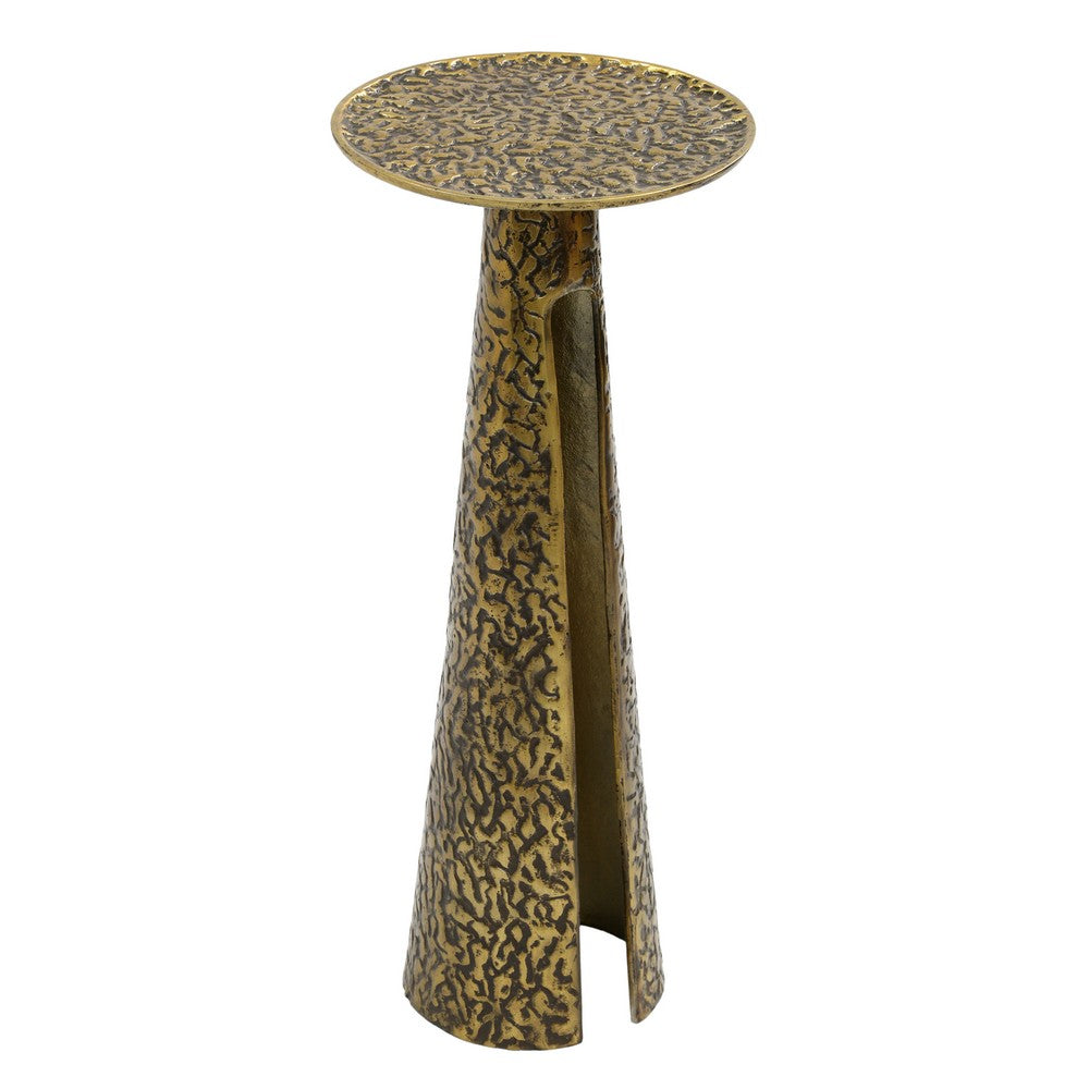 Arvyn 10" Drink Table | Aluminum Cast Craftmanship I Antique Brass | Embossed Textured Finish - UPT-327668