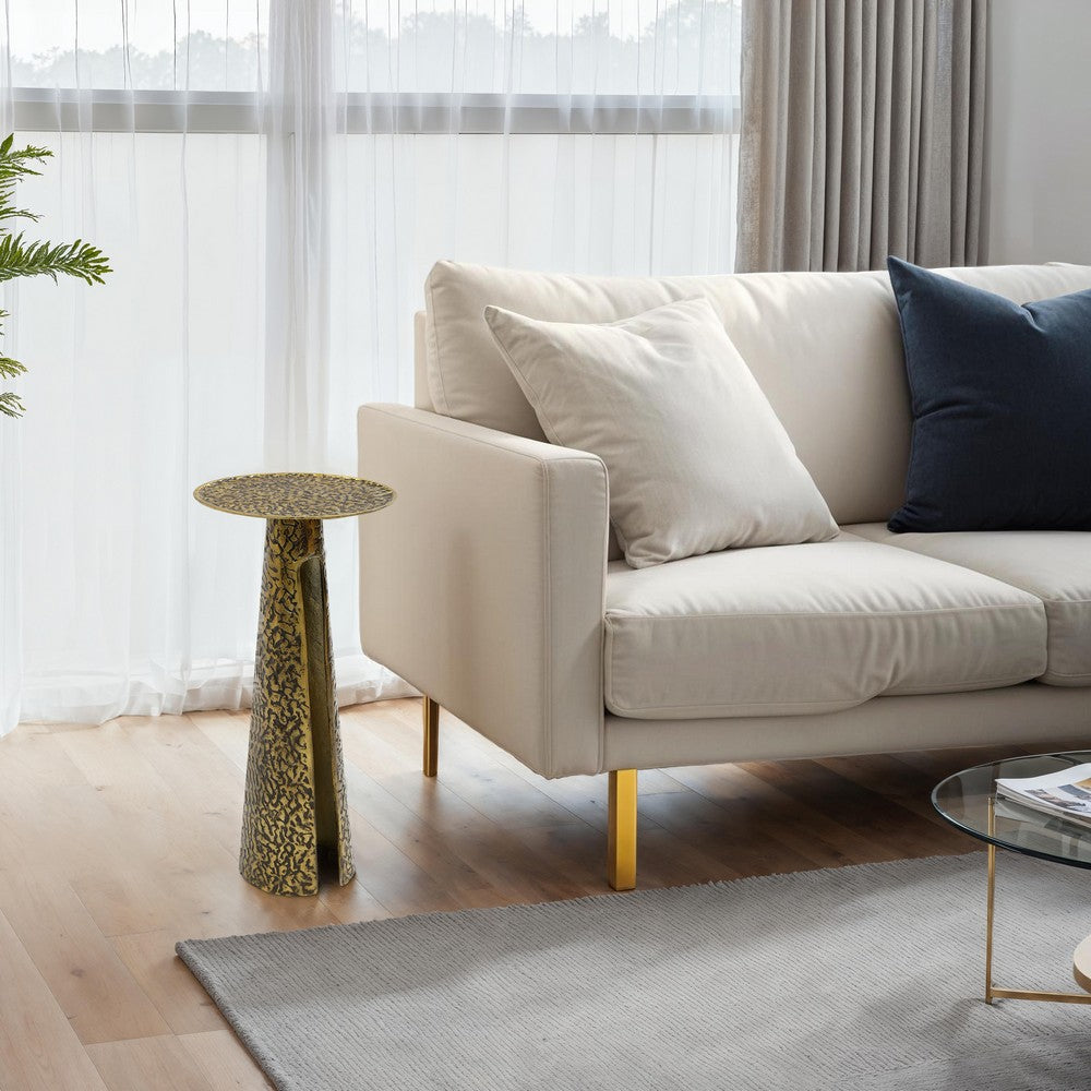 Arvyn 24" Side End Drink Table | Aluminum Cast Craftmanship I Antique Brass | Embossed Textured Finish - UPT-327668
