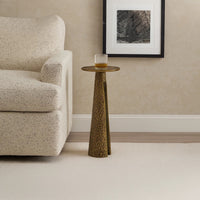 Arvyn 24" Side End Drink Table | Aluminum Cast Craftmanship I Antique Brass | Embossed Textured Finish - UPT-327668