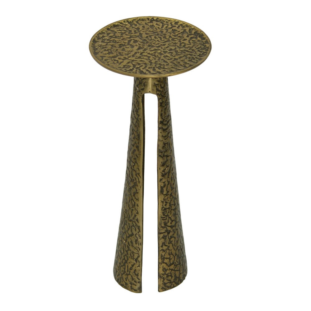 Arvyn 24" Side End Drink Table | Aluminum Cast Craftmanship I Antique Brass | Embossed Textured Finish - UPT-327668