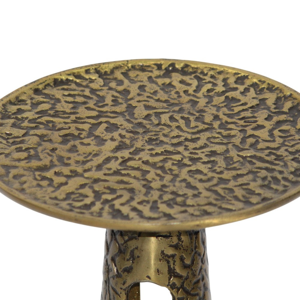 Arvyn 10" Drink Table | Aluminum Cast Craftmanship I Antique Brass | Embossed Textured Finish - UPT-327668
