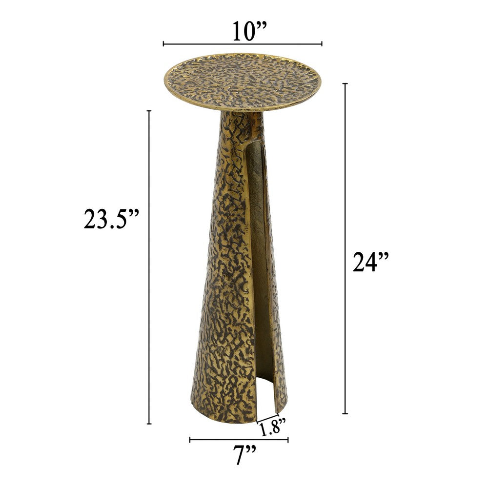 Arvyn 10" Drink Table | Aluminum Cast Craftmanship I Antique Brass | Embossed Textured Finish - UPT-327668