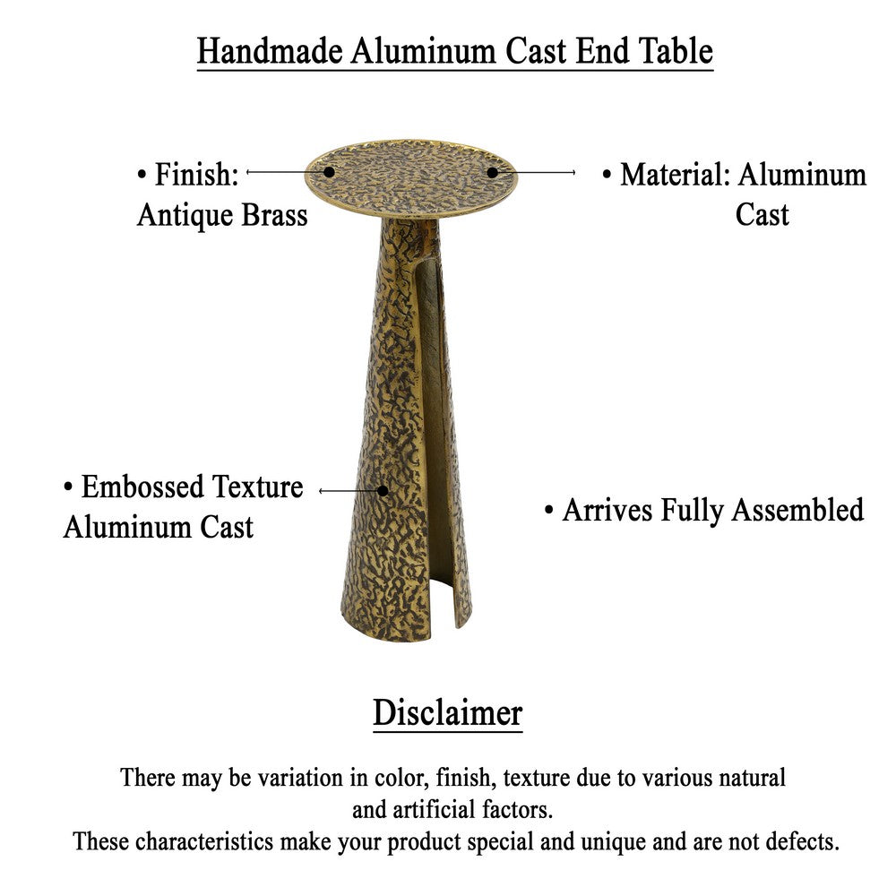 Arvyn 10" Drink Table | Aluminum Cast Craftmanship I Antique Brass | Embossed Textured Finish - UPT-327668