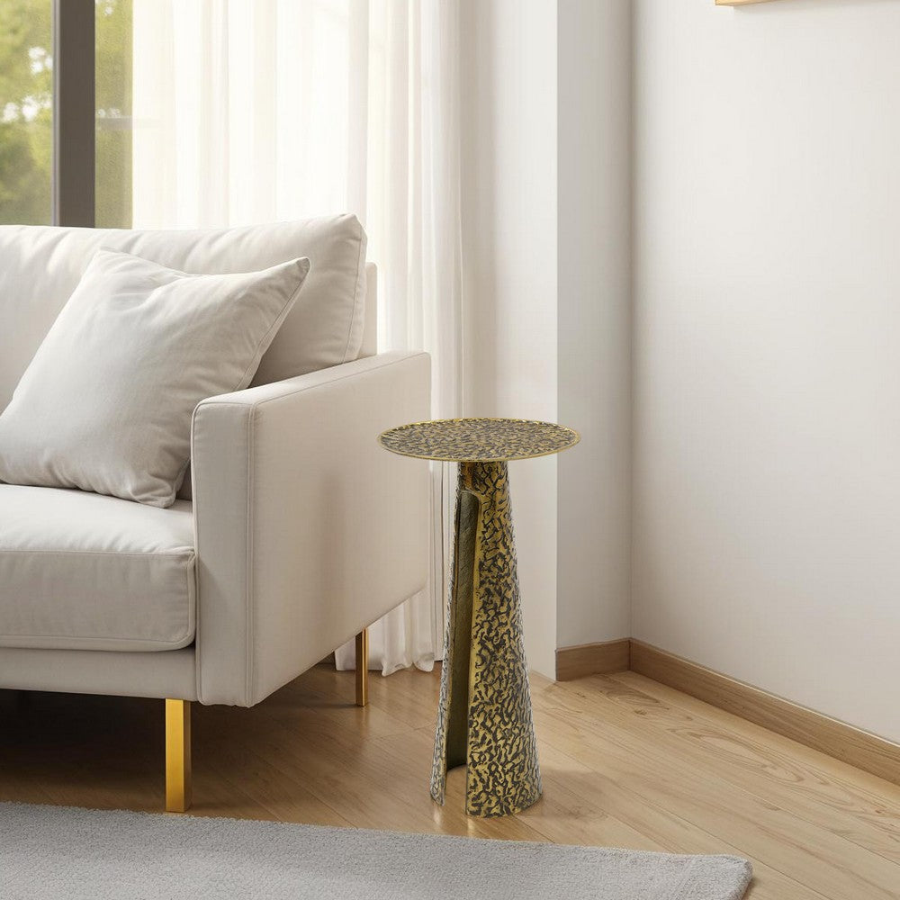 Arvyn 10" Drink Table | Aluminum Cast Craftmanship I Antique Brass | Embossed Textured Finish - UPT-327668