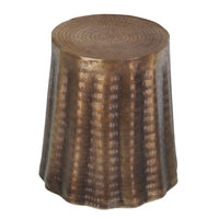 Liora 19" Side End Table | Handcrafted Bronze-Finish Aluminum | Hammered Round Design - UPT-327669