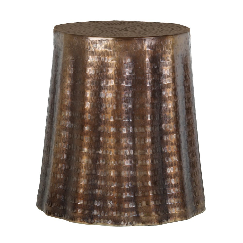 Liora 19" Side End Table | Handcrafted Bronze-Finish Aluminum | Hammered Round Design - UPT-327669