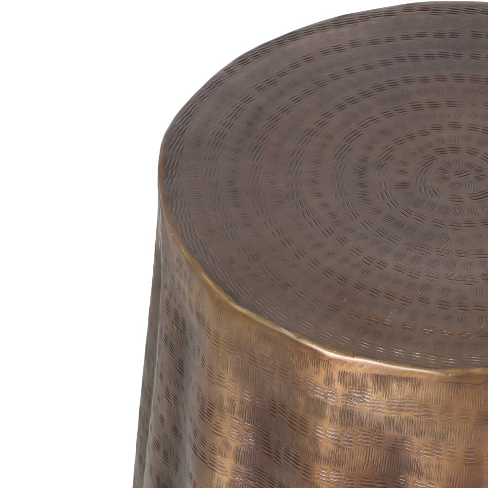 Liora 19" Side End Table | Handcrafted Bronze-Finish Aluminum | Hammered Round Design - UPT-327669