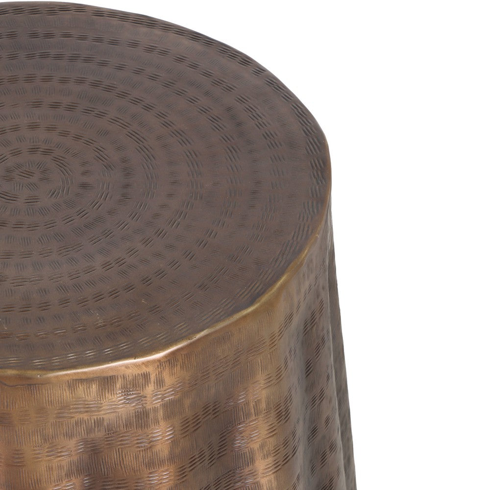 Liora 19" Side End Table | Handcrafted Bronze-Finish Aluminum | Hammered Round Design - UPT-327669