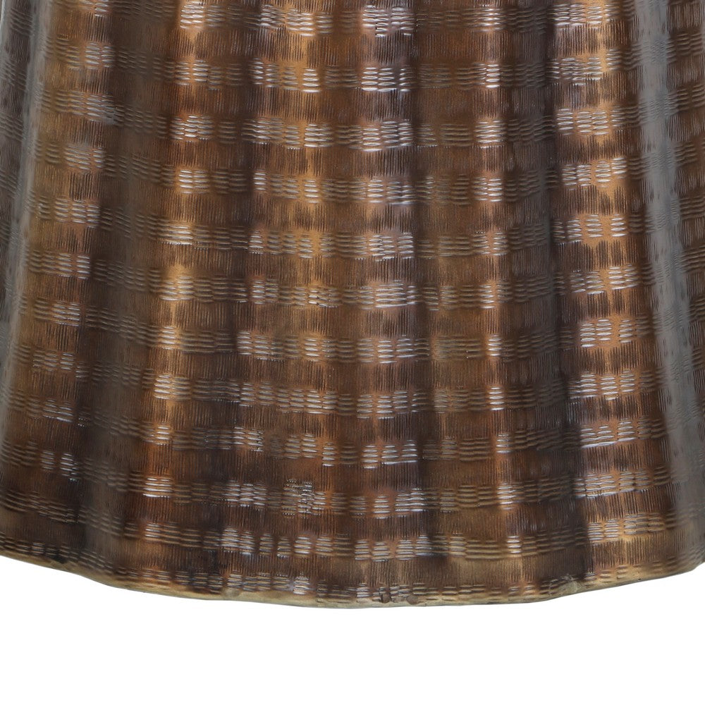 Liora 19" Side End Table | Handcrafted Bronze-Finish Aluminum | Hammered Round Design - UPT-327669