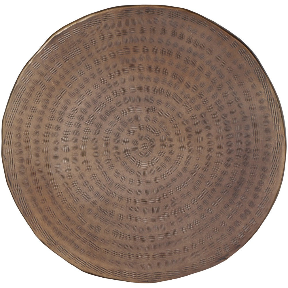 Liora 19" Side End Table | Handcrafted Bronze-Finish Aluminum | Hammered Round Design - UPT-327669