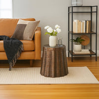 Liora 19" Side End Table | Handcrafted Bronze-Finish Aluminum | Hammered Round Design - UPT-327669