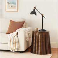 Liora 19" Side End Table | Handcrafted Bronze-Finish Aluminum | Hammered Round Design - UPT-327669