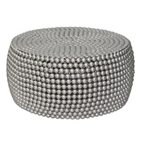 Eve 32" Coffee Table | Silver Metallic Beads Studded Pattern | Nickel Coated Iron Frame - UPT-327670