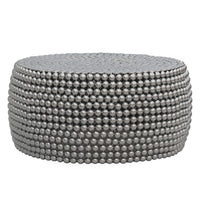 Eve 32" Coffee Table | Silver Metallic Beads Studded Pattern | Nickel Coated Iron Frame - UPT-327670