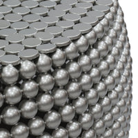 Eve 32" Coffee Table | Silver Metallic Beads Studded Pattern | Nickel Coated Iron Frame - UPT-327670