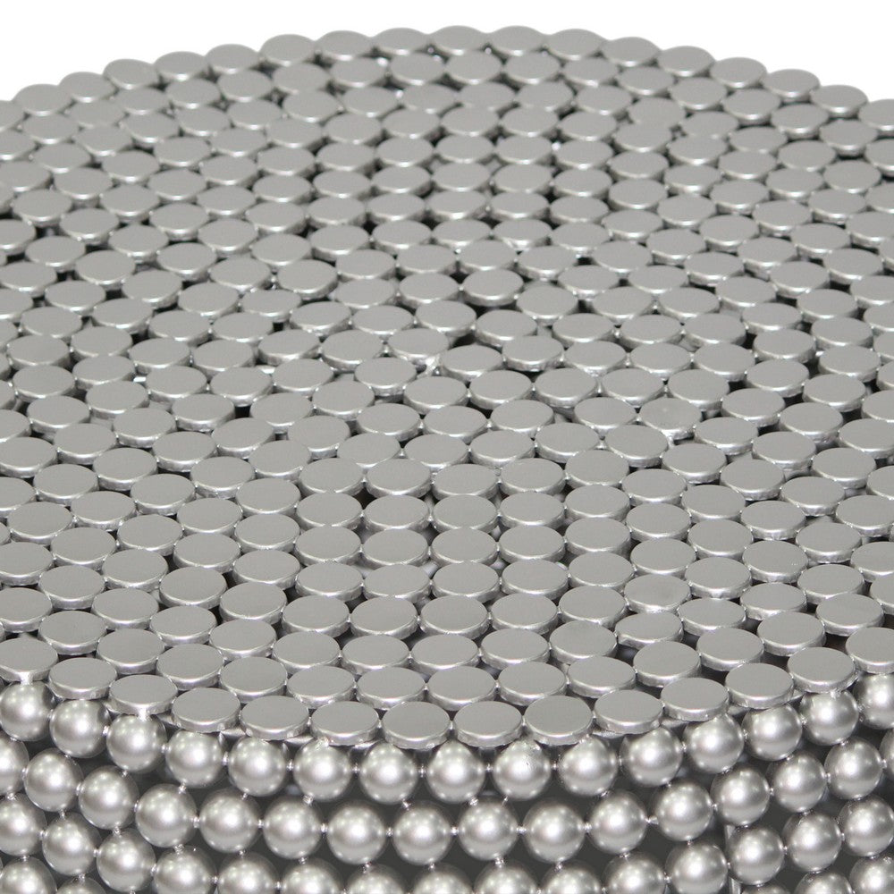 Eve 32" Coffee Table | Silver Metallic Beads Studded Pattern | Nickel Coated Iron Frame - UPT-327670
