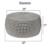 Eve 32" Coffee Table | Silver Metallic Beads Studded Pattern | Nickel Coated Iron Frame - UPT-327670