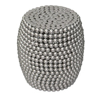 Eve 18" Side End Table | Silver Metallic Beads Studded Pattern | Nickel Coated Iron Frame - UPT-327671