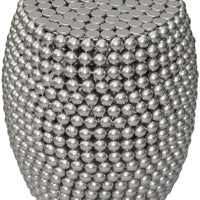 Eve 18" Side End Table | Silver Metallic Beads Studded Pattern | Nickel Coated Iron Frame - UPT-327671