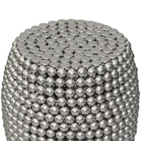 Eve 18" Side End Table | Silver Metallic Beads Studded Pattern | Nickel Coated Iron Frame - UPT-327671