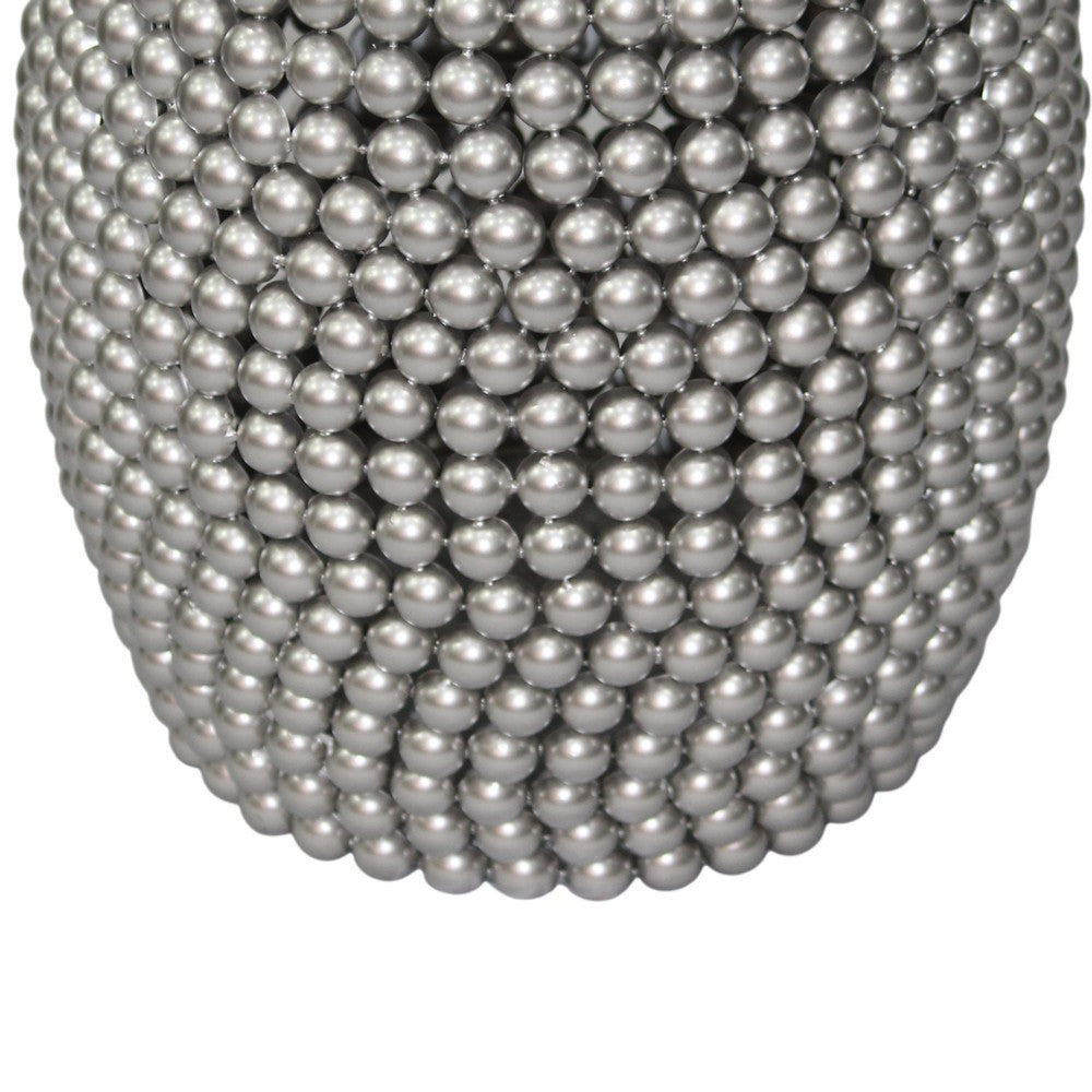 Eve 18" Side End Table | Silver Metallic Beads Studded Pattern | Nickel Coated Iron Frame - UPT-327671