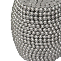 Eve 18" Side End Table | Silver Metallic Beads Studded Pattern | Nickel Coated Iron Frame - UPT-327671