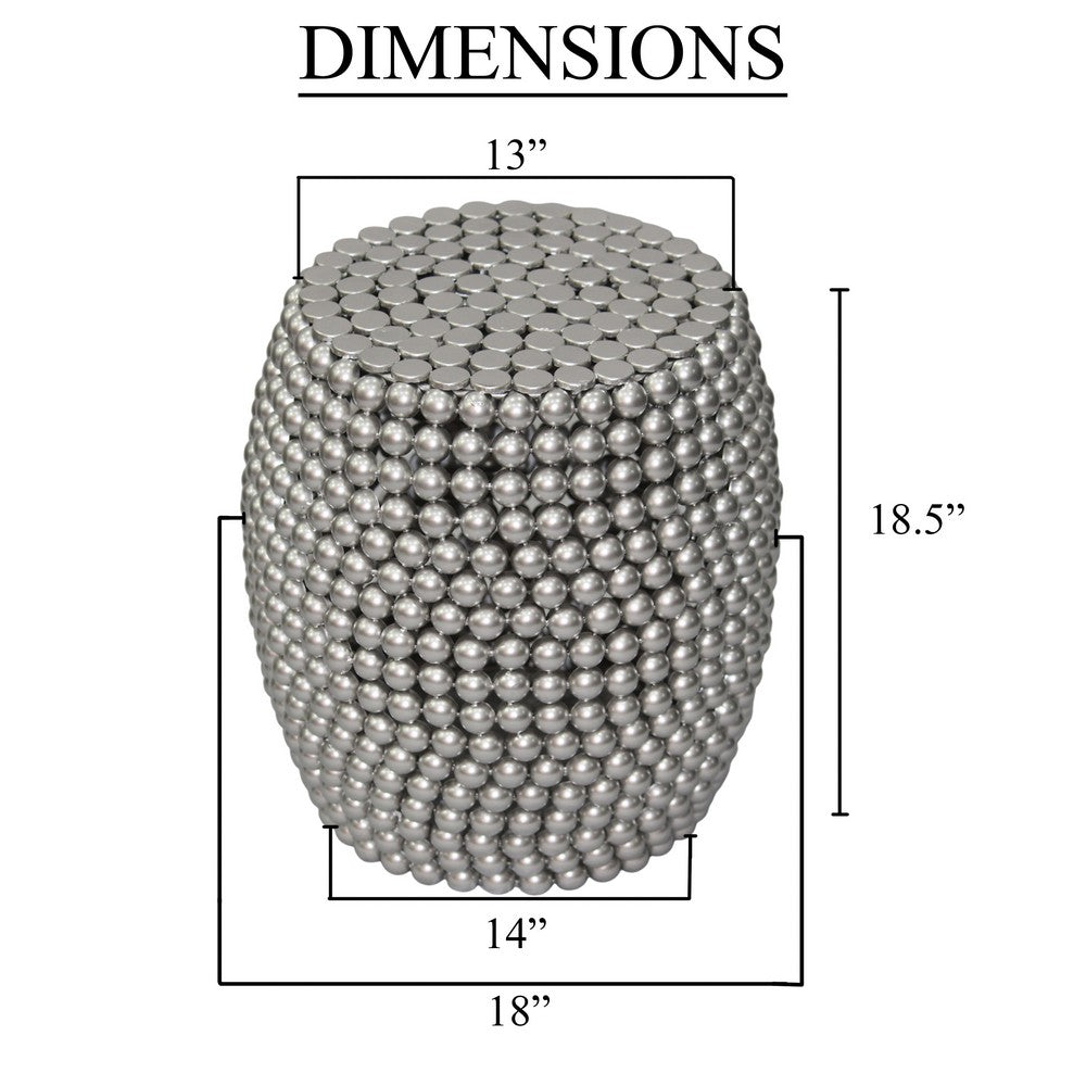Eve 18" Side End Table | Silver Metallic Beads Studded Pattern | Nickel Coated Iron Frame - UPT-327671