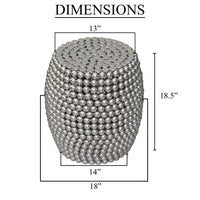 Eve 18" Side End Table | Silver Metallic Beads Studded Pattern | Nickel Coated Iron Frame - UPT-327671