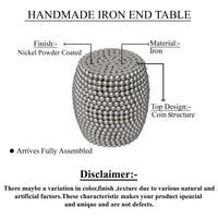 Eve 18" Side End Table | Silver Metallic Beads Studded Pattern | Nickel Coated Iron Frame - UPT-327671
