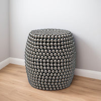 Eve 18" Side End Table | Silver Metallic Beads Studded Pattern | Nickel Coated Iron Frame - UPT-327671