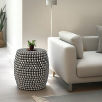 Eve 18" Side End Table | Silver Metallic Beads Studded Pattern | Nickel Coated Iron Frame - UPT-327671