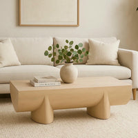 Wilhelm Coffee Table | 48" Curved Rectangular | Whitewash Mango Wood - UPT-329068