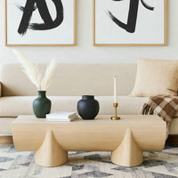 Wilhelm Coffee Table | 48" Curved Rectangular | Whitewash Mango Wood - UPT-329068