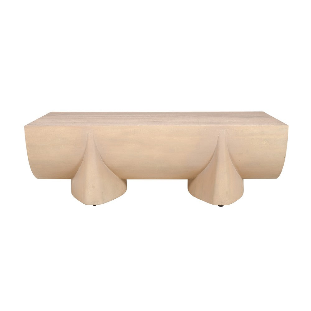 Wilhelm Coffee Table | 48" Curved Rectangular | Whitewash Mango Wood - UPT-329068