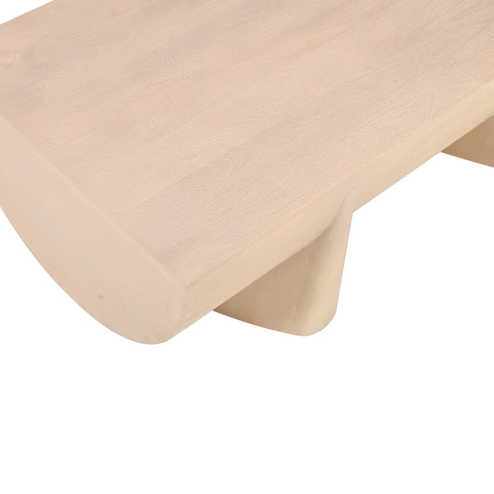Wilhelm Coffee Table | 48" Curved Rectangular | Whitewash Mango Wood - UPT-329068