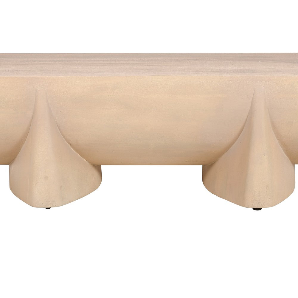 Wilhelm Coffee Table | 48" Curved Rectangular | Whitewash Mango Wood - UPT-329068