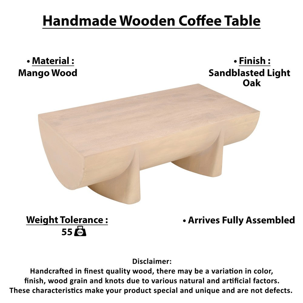 Wilhelm Coffee Table | 48" Curved Rectangular | Whitewash Mango Wood - UPT-329068