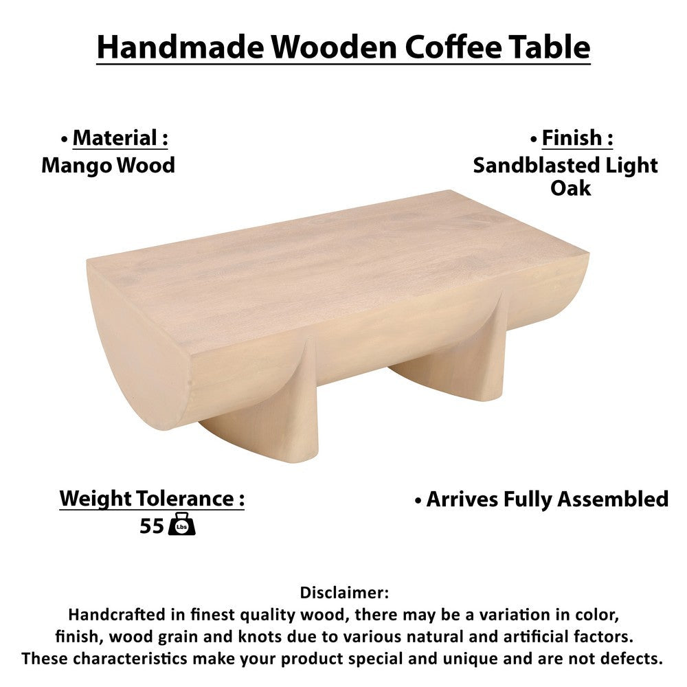 Wilhelm Coffee Table | 48" Curved Rectangular | Whitewash Mango Wood - UPT-329068